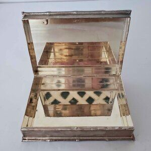 Vintage Silverplate Cigarette Box with Mirror Interior